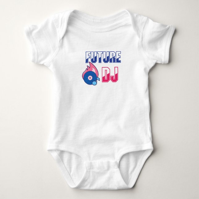 Future D.J. Baby unisex boy girl deejay pink blue Bodysuit (Front)