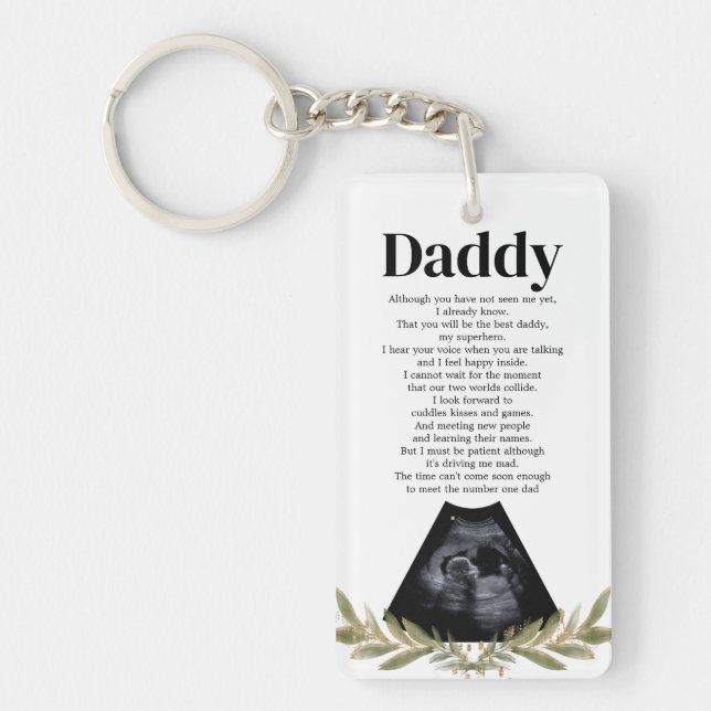 Future Daddy Pregnancy Announcement Bump Poem Keychain (Front)