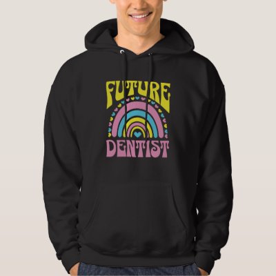 Future Dentist Bright Retro Rainbow Dentists Train Hoodie