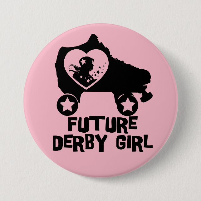 Future Derby Girl, Roller Skating design for Kids Pinback Button (Front)