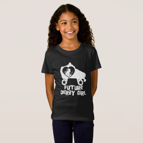 Future Derby Girl Roller Skating design for Kids T_Shirt