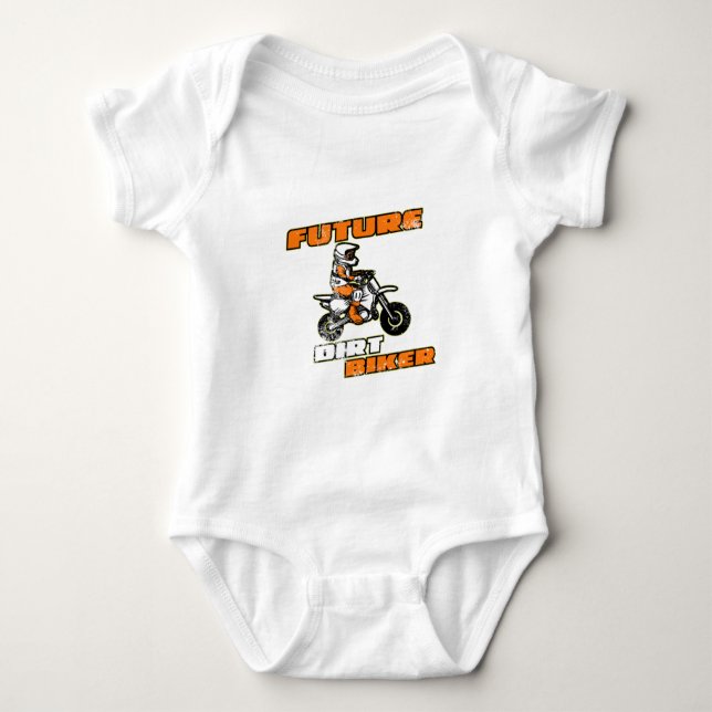 Future Dirt Biker Funny Motocross  for Kids Baby Bodysuit (Front)