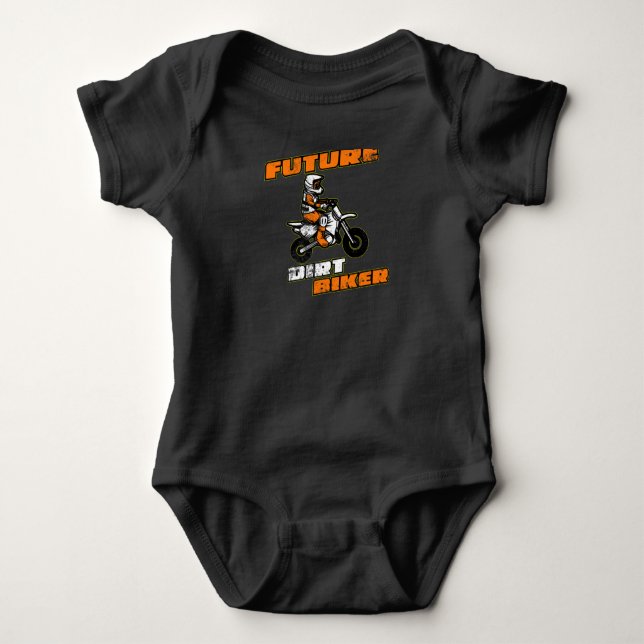 Future Dirt Biker Funny Motocross Gift for Kids Baby Bodysuit (Front)