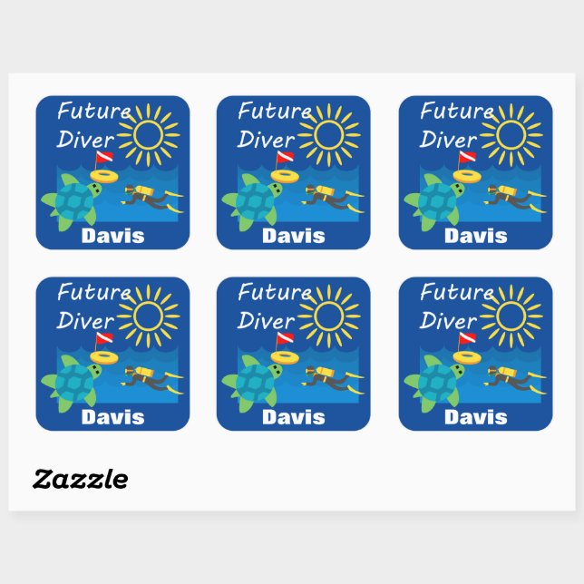 Future Diver Design - Square Stickers (Sheet)