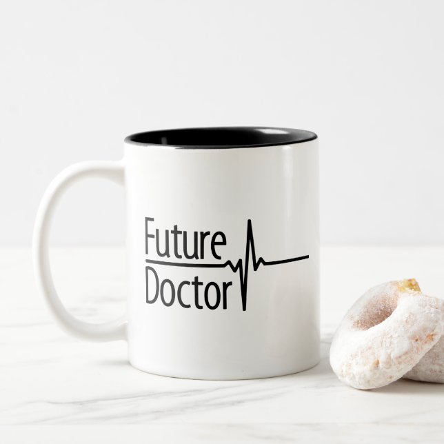 Future Doctor EKG Two-Tone Coffee Mug (With Donut)