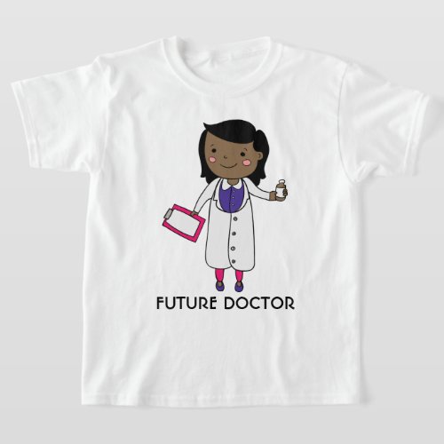 Future Doctor Girl Brown Skin Black Hair T_Shirt