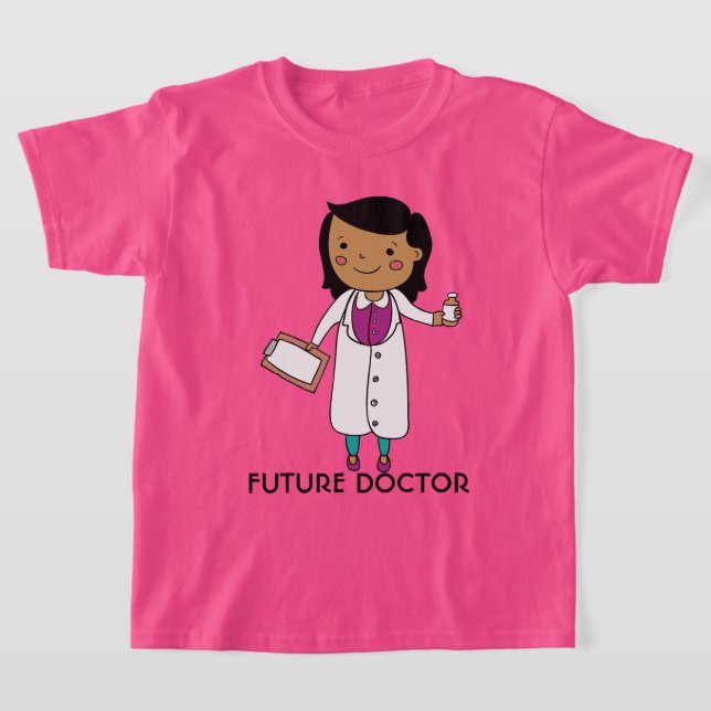 Future Doctor Girl Tan Skin Black Hair T-Shirt (Laydown)