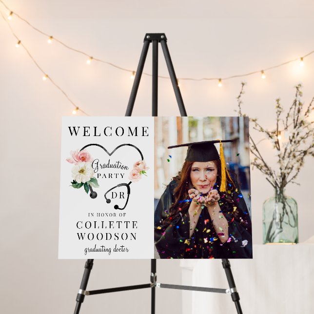 Future Doctor Graduation Photo Floral Stethoscope Foam Board (In Situ (Stand))
