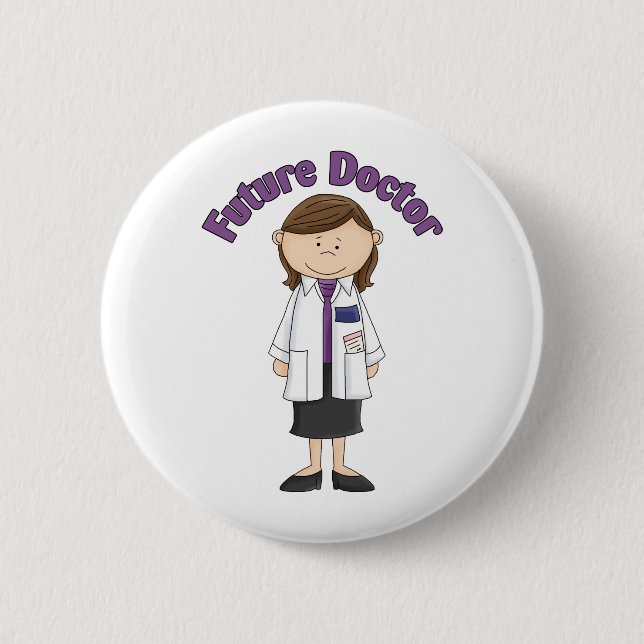 Future Doctor Little Girl Pinback Button (Front)