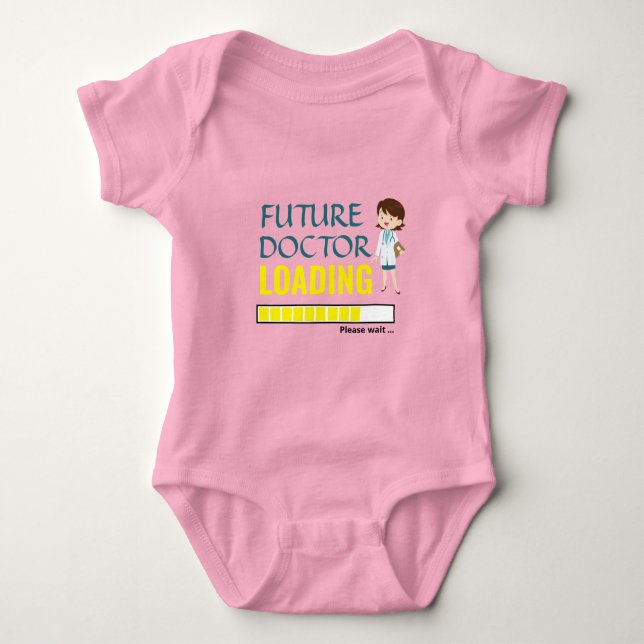 Future Doctor Loading Pink Cute Make Your Own Girl Baby Bodysuit (Front)