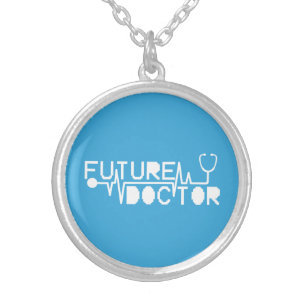 Future doctor medicine Stethoscope Silver Plated Necklace