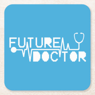Future doctor medicine Stethoscope Square Paper Coaster