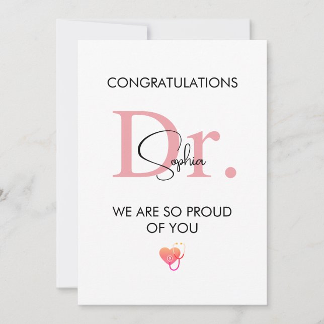 Future Doctor Personalized Name So Proud of You Card (Front)