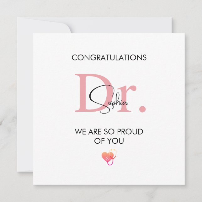 Future Doctor Personalized Name So Proud of You Card (Front)