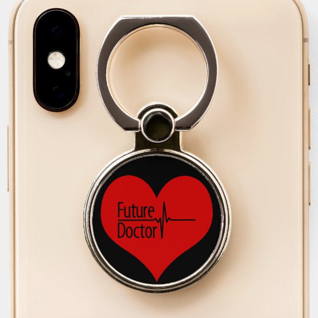 Future Doctor - Red EKG Heart Phone Ring Stand (Close Up)