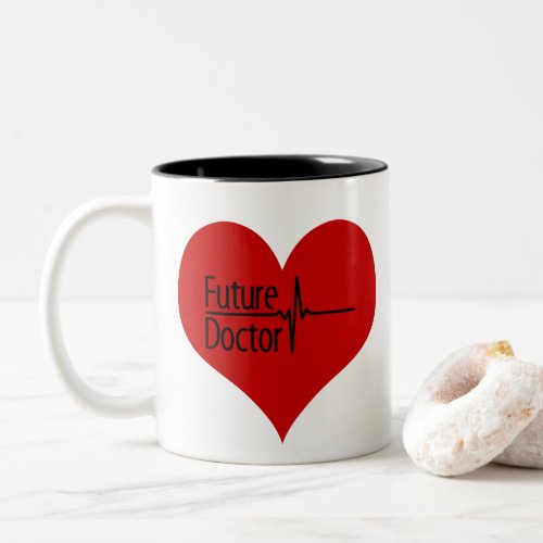 Future Doctor _ Red EKG Heart Two_Tone Coffee Mug