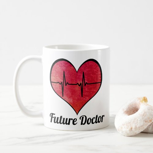 Future Doctor _ Red Watercolor EKG Heart Coffee Mug