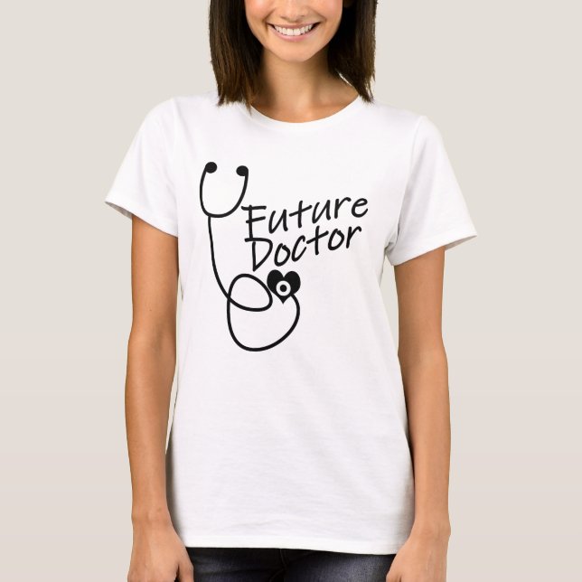 Future Doctor - Stethoscope Heart Print T-Shirt (Front)