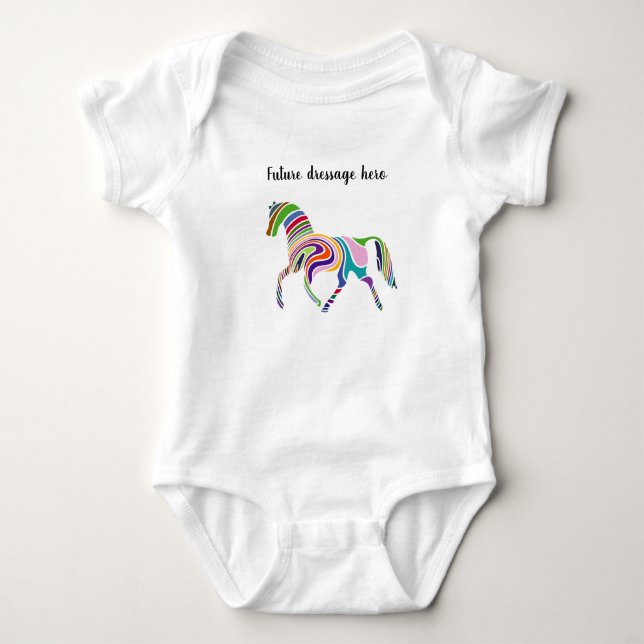 Future dressage hero horse riding customize baby bodysuit (Front)