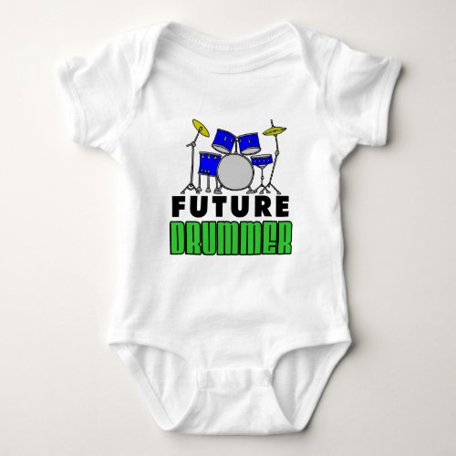 Future Drummer Blue Drum Set Baby Bodysuit