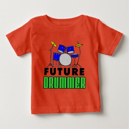 Future Drummer Blue Drum Set Baby T_Shirt