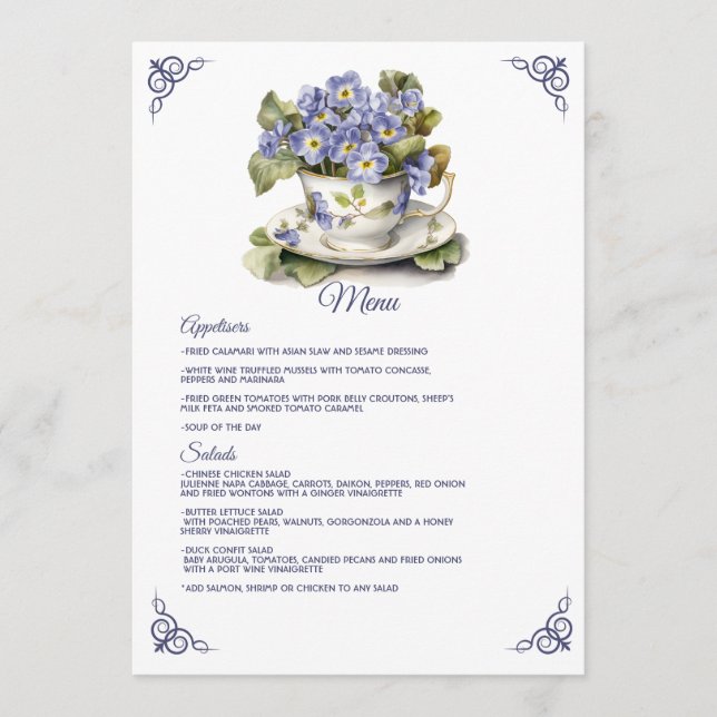 Future Dusk Common Evening Primrose Floral Wedding Menu (Front)