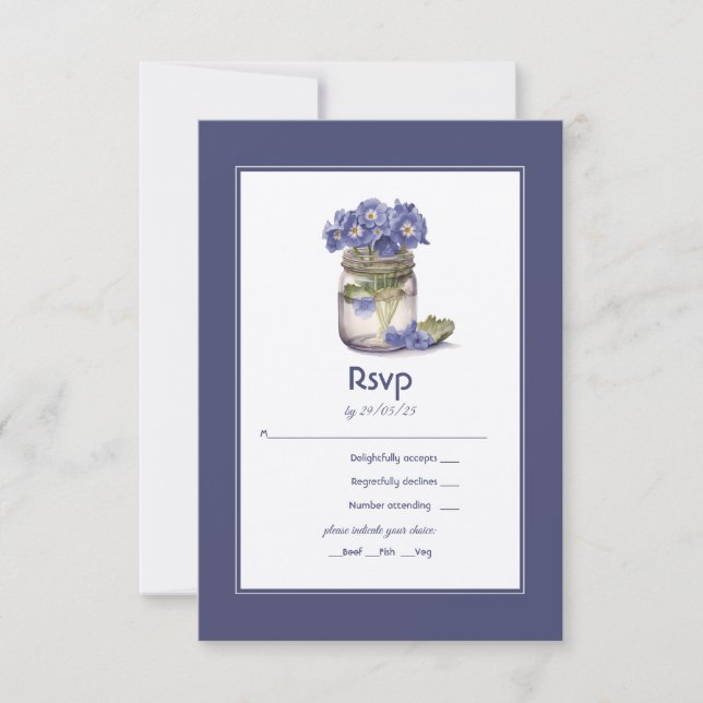 Future Dusk Common Evening Primrose Floral Wedding RSVP Card (Front)