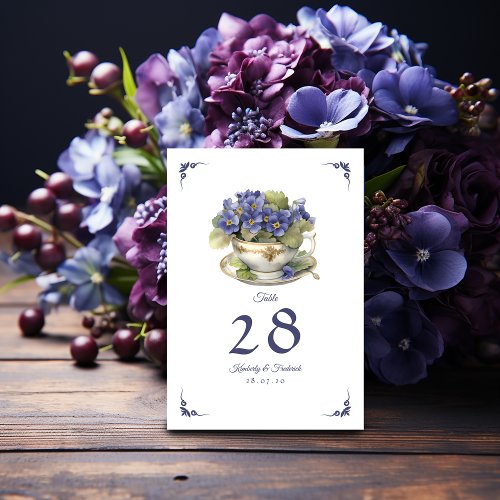 Future Dusk Common Evening Primrose Floral Wedding Table Number