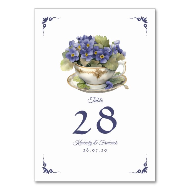 Future Dusk Common Evening Primrose Floral Wedding Table Number (Front)