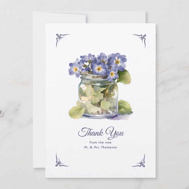 Future Dusk Common Evening Primrose Floral Wedding Thank You Card (Front)