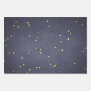Future Dusk Gold Stars Wrapping Paper Sheets