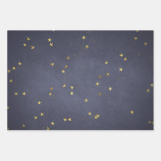 Future Dusk Gold Stars Wrapping Paper Sheets