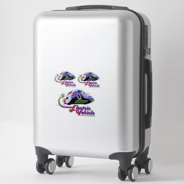 Future Electric Vehic | 8"x 8"- Glossy Transparent Sticker (Suitcase)