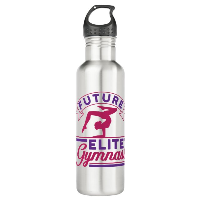 Future Elite Gymnast Gymnastics Women Girls Stainless Steel Water Bottle (Front)
