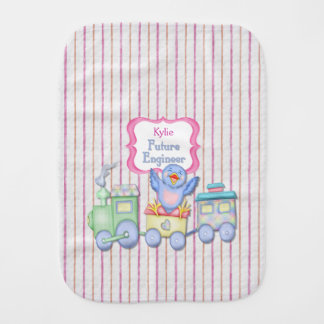 Future Engineer Bluebird Train - Girl Burp Cloth