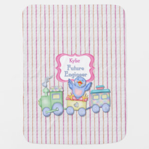 Future Engineer Bluebird Train - Girl Stroller Blanket