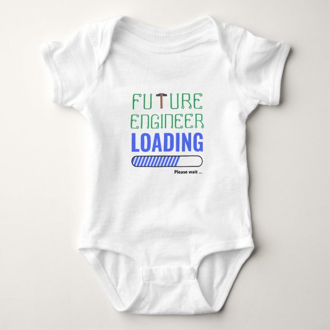 Future Engineer Loading Funny Personalized Unisex Baby Bodysuit (Front)