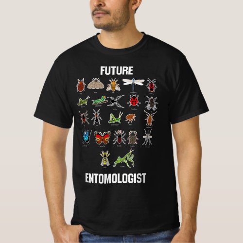 Future Entomologist Insect Chart Bug Types T_Shirt