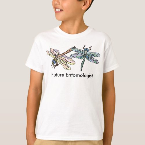 Future Entomologist Peach and Blue Dragonflies T_Shirt