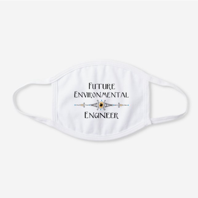 Future Environmental Engineer Decorative Line White Cotton Face Mask (Front)