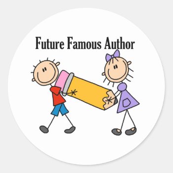 Future Famous Author Classic Round Sticker by stick_figures at Zazzle