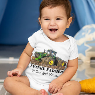 Future Farmer Tractor Farm Name Custom Equipment Baby Bodysuit