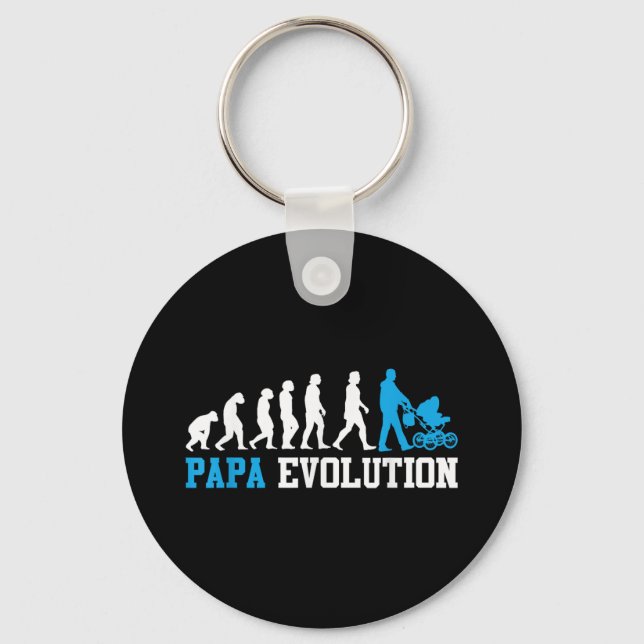 Future Father Papa Evolution Funny Fatherhood  Keychain (Front)