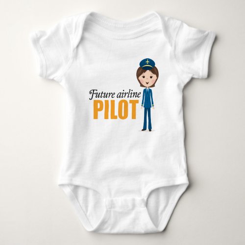 Future female airlane pilot cartoon girl baby baby bodysuit