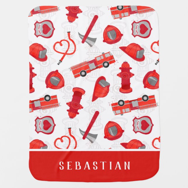 Future Firefighter Custom Name Baby Blanket (Front)