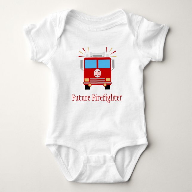 Future Firefighter | Fire Engine Baby Bodysuit (Front)