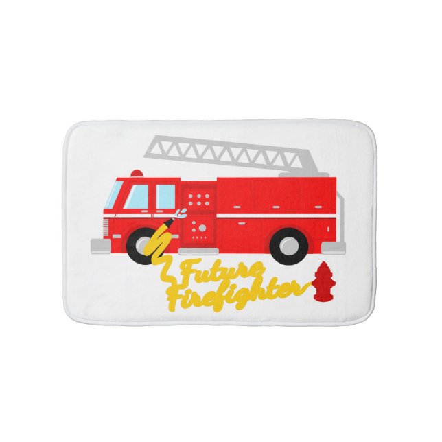 Future Firefighter Fire Truck Bath Mat (Front)