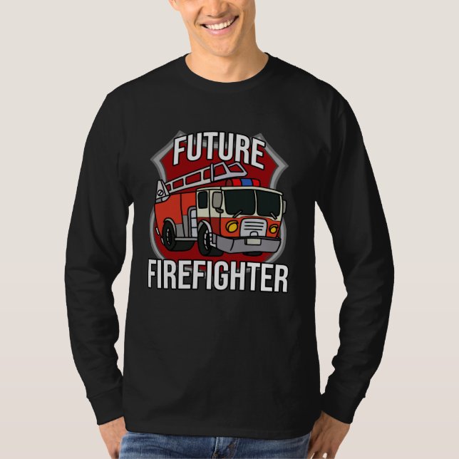 Future Firefighter Fireman Fire Truck Car Kids Boy T-Shirt (Front)