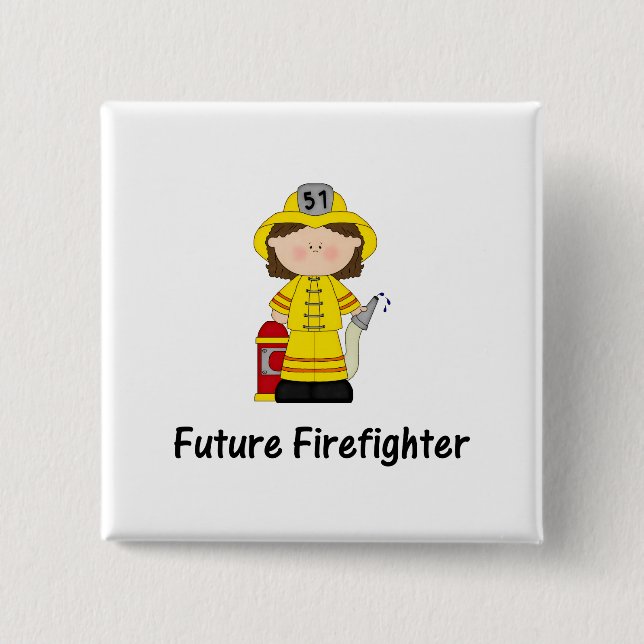 future firefighter (girl) pinback button (Front)