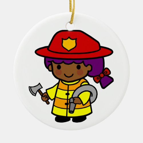 Future Firefighter Girl with Ax and Hose Ceramic Ornament